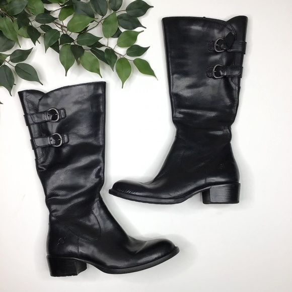 born tay block heel knee high boot